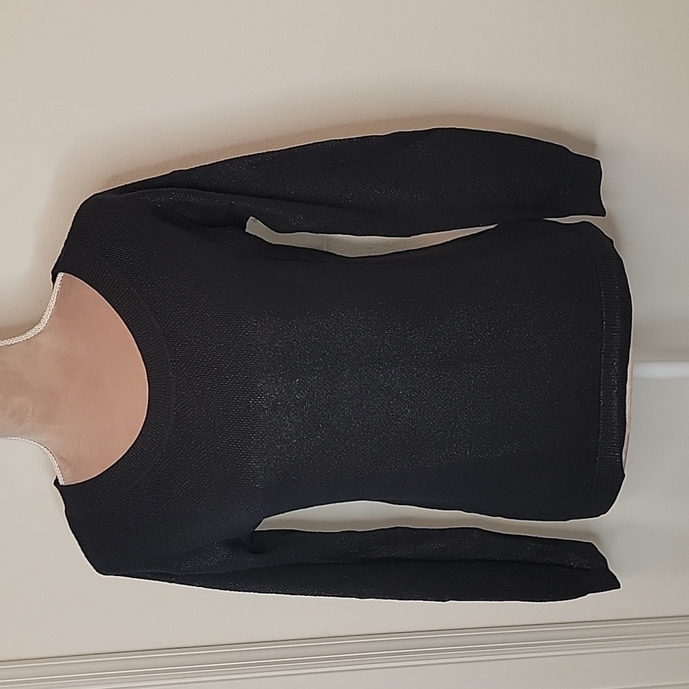 Banana Republic Black Foil Printed Sweater, Size S, Hi Low Hem, Excellent Cond.